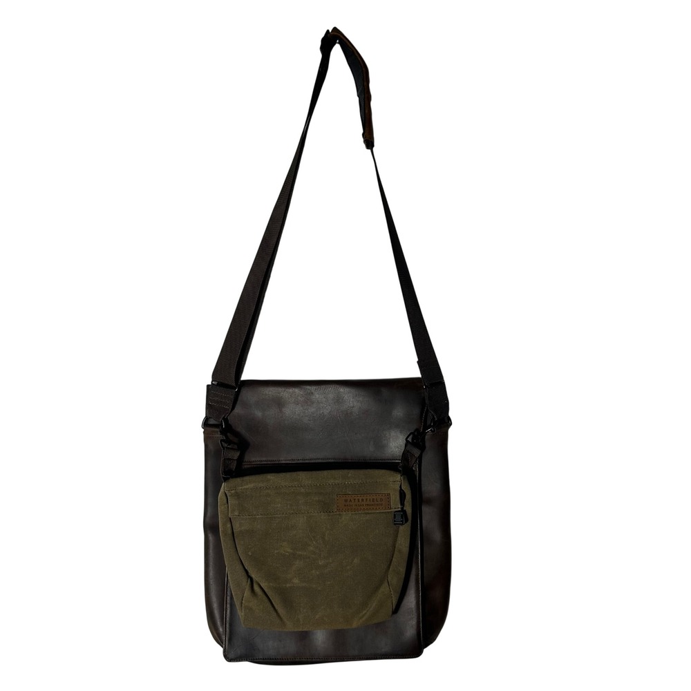 Waterfield Designs Muzetto Messenger Bag Brown Leather Waxed Canvas Made in SF